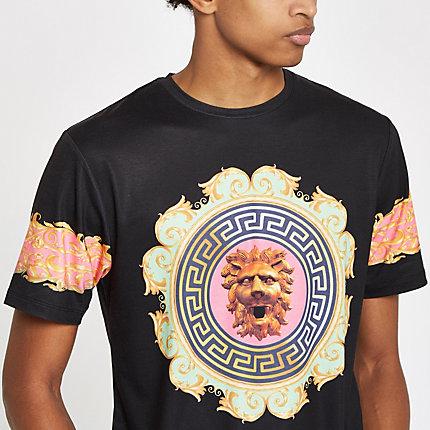 River Island Mens Lion Baroque Slim Fit T-shirt