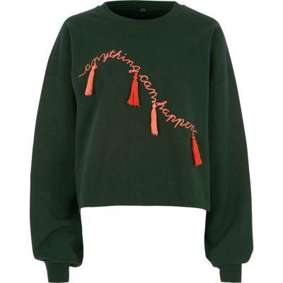 River Island Womens 'anything Can Happen' Tassel Sweatshirt