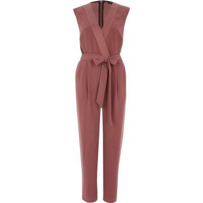 River Island Womens Rust Tie Waist Tailored Jumpsuit