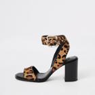 River Island Womens Leopard Print Wrap Leather Sandals