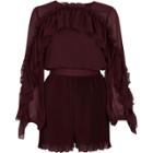River Island Womens Long Sleeve Pleated Frill Playsuit