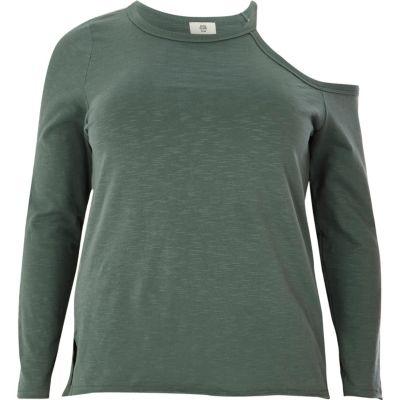 River Island Womens Plus Cut Out Cold Shoulder Knit Top
