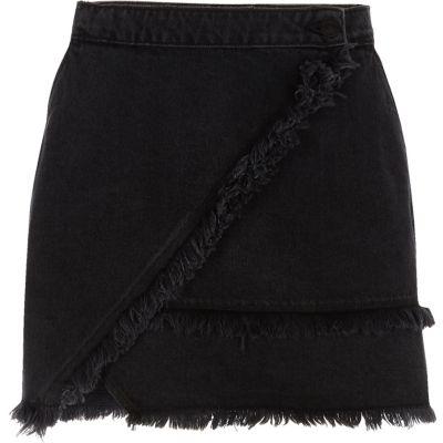 River Island Womens Frayed Trim Denim Mini Skirt