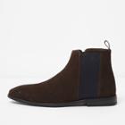 River Island Mens And Navy Suede Chelsea Boots