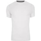 River Island Mens White Muscle Fit Cable Knit T-shirt