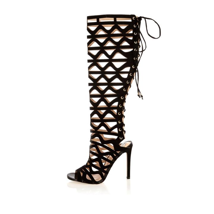 River Island Womens Caged Lace-up High Leg Gladiator Heels