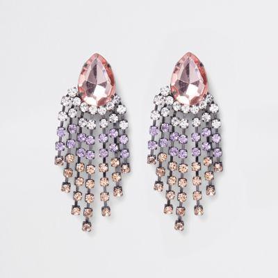 River Island Womens Silver Tone Jewel Drop Stud Earrings
