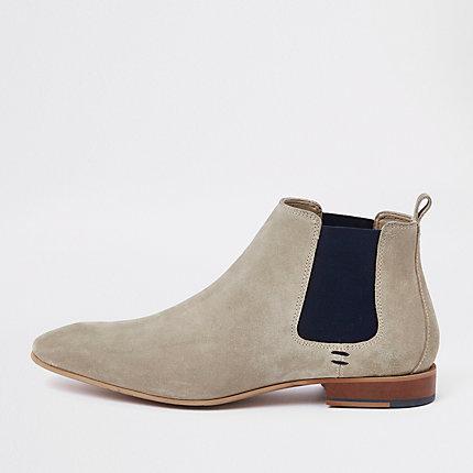 River Island Mens Suede Pointed Toe Chelsea Boots