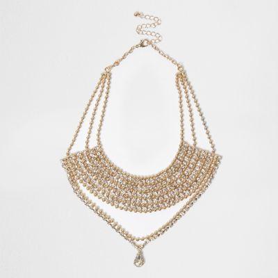 River Island Womens Gold Tone Statement Drop Necklace