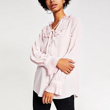 River Island Womens Lace Trim Long Sleeve Blouse