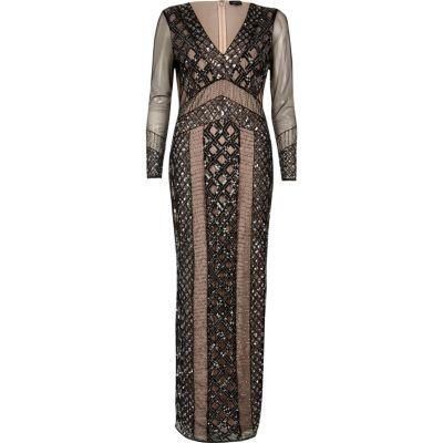 River Island Womens Embellished Mesh Maxi Dress