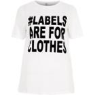 River Island Womens White Ditch The Label Charity Fitted T-shirt