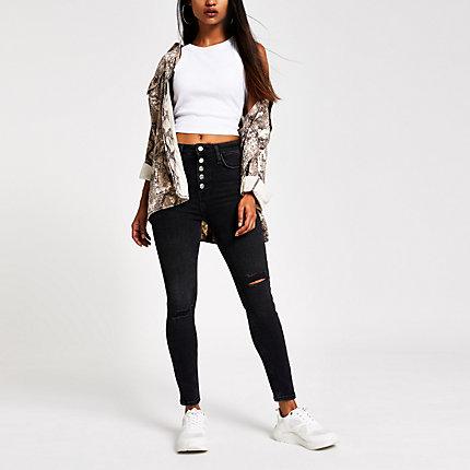 River Island Womens Petite Hailey High Rise Skinny Jeans
