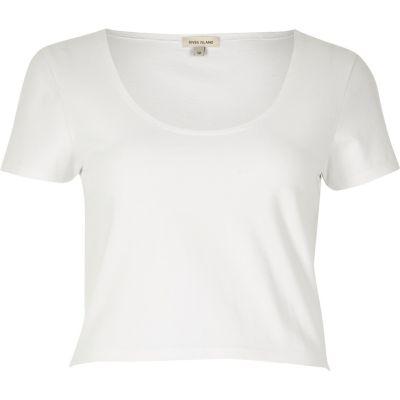 River Island Womens White Scoop Neck Crop Top