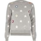 River Island Womens Embellished Star Knit Sweater
