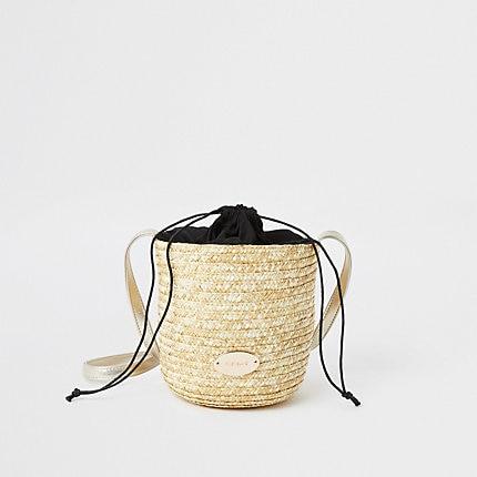 River Island Womens Straw Bucket Cross Body Bag