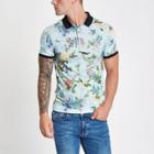 River Island Mens Floral Muscle Fit Polo Shirt