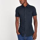 River Island Mens Muscle Fit Button Down Polo Shirt