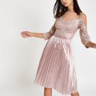 River Island Womens Chi Chi London Lace Mesh Flare Dress