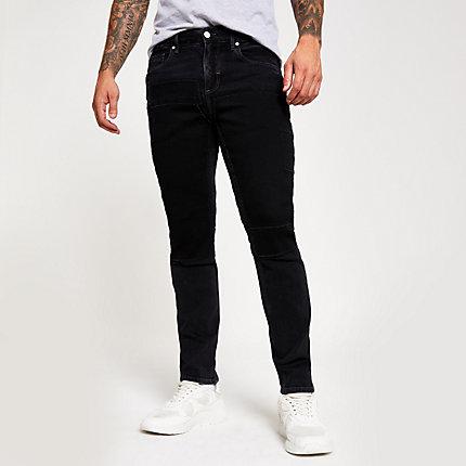 River Island Mens Patchwork Dylan Slim Stretch Jeans
