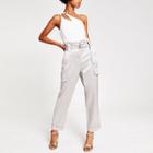 River Island Womens Silver Belted Utility Peg Trouser