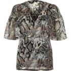 River Island Womens Snake Print Frill Cape Top