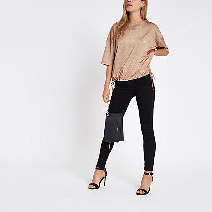 River Island Womens Short Sleeve Elasticated Hem Top