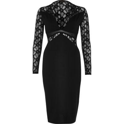 River Island Womens Lace Panel Bodycon Dress
