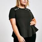 River Island Womens Plus Button Shoulder Peplum Top
