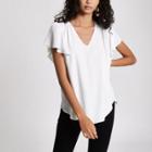 River Island Womens White V Neck Loose Fit Blouse