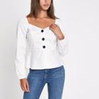 River Island Womens White Fitted Horn Button Top
