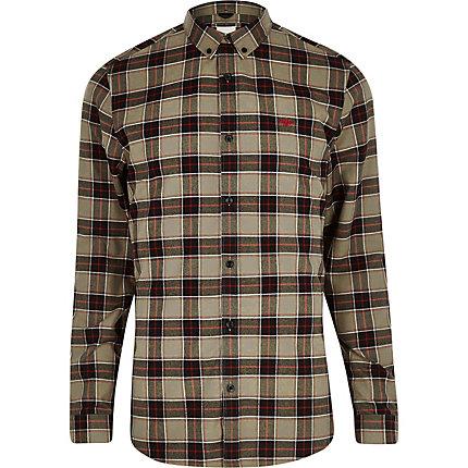River Island Mens Check Slim Fit Long Sleeve Shirt