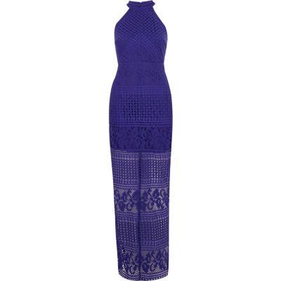 River Island Womens Lace High Neck Bodycon Maxi Dress