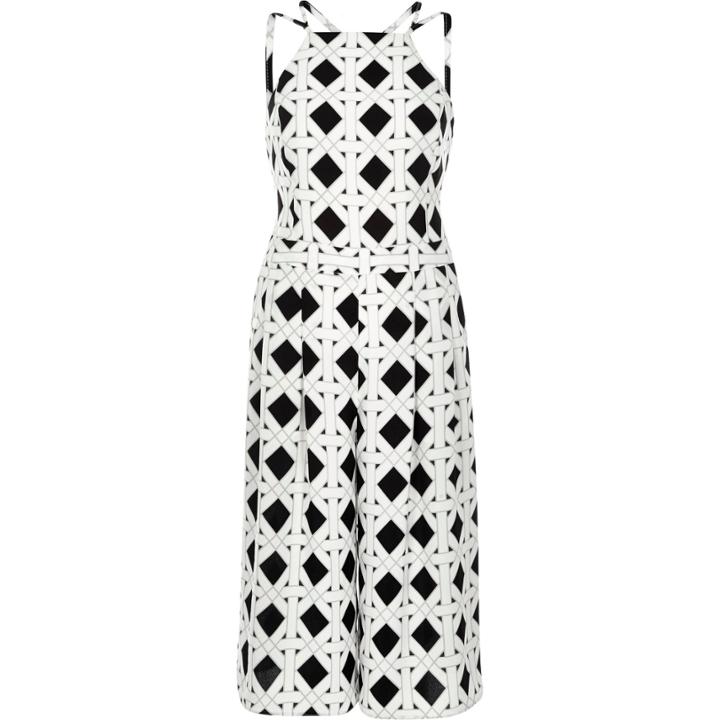 River Island Womens White Diamond Print Strappy Cropped Jumpsuit