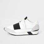 River Island Mens White Elasticated Lace-up Runner Trainers