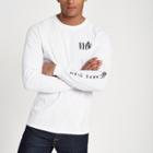 River Island Mens White Slim Fit 'nyc' Long Sleeve T-shirt