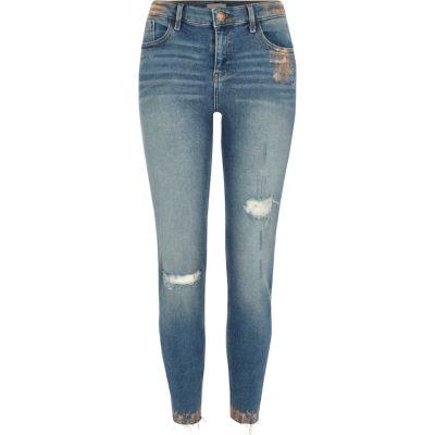 River Island Womens Amelie Copper Foil Super Skinny Jean