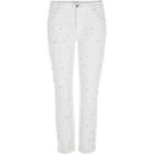 River Island Womens White Faux Pearl Embellished Boyfriend Jeans