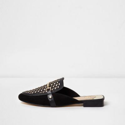 River Island Womens Lace Cut Out Snaffle Backless Loafers
