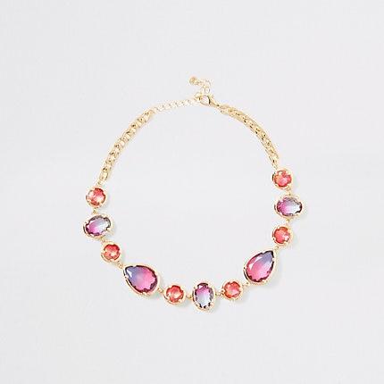 River Island Womens Gold Colour Ombre Gem Necklace