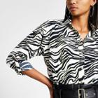 River Island Womens White Zebra Print Long Sleeve Utility Shirt