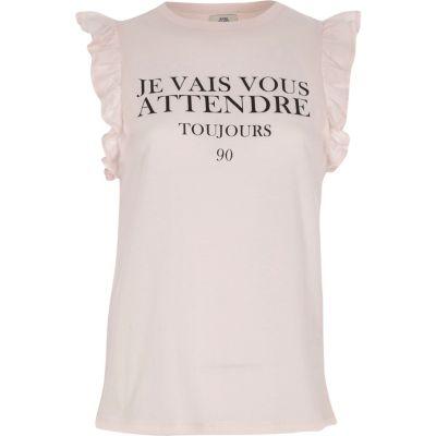 River Island Womens 'je Vous' Frill Sleeve Tank Top