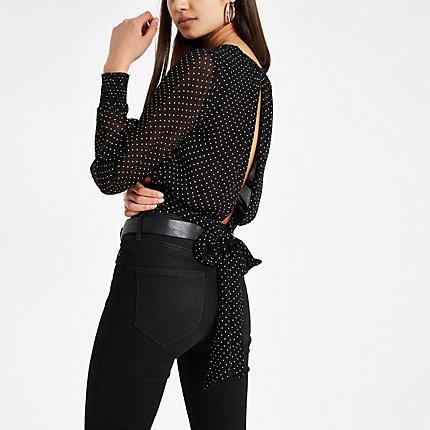 River Island Womens Dot Tie Back Top