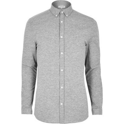 River Island Mensgrey Marl Casual Muscle Fit Shirt