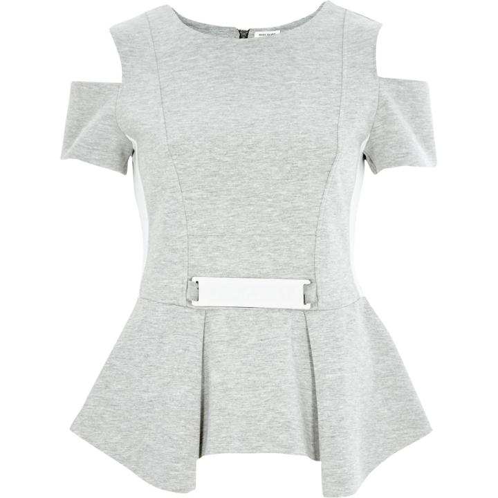 River Island Womens Jersey Cold Shoulder Peplum Top