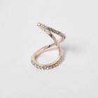 River Island Womens Rose Gold Tone Diamante Encusted Knuckle Ring