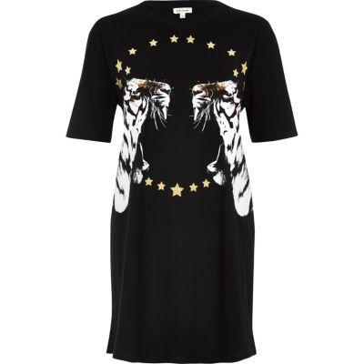 River Island Womens Tiger Metallic Print Oversized T-shirt