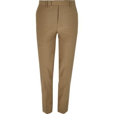 River Island Mensbrown Skinny Fit Suit Trousers