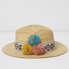 River Island Womens Pom Pom Straw Fedora Hat