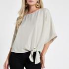 River Island Womens Petite Knot Front T-shirt